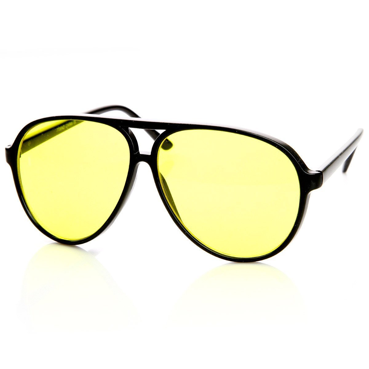 1980&#39;s Plastic Aviator Yellow Driving Lens Sunglasses
