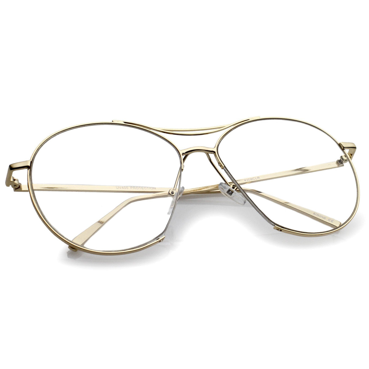 Oversize Retro Modern Clear Lens Aviator Glasses