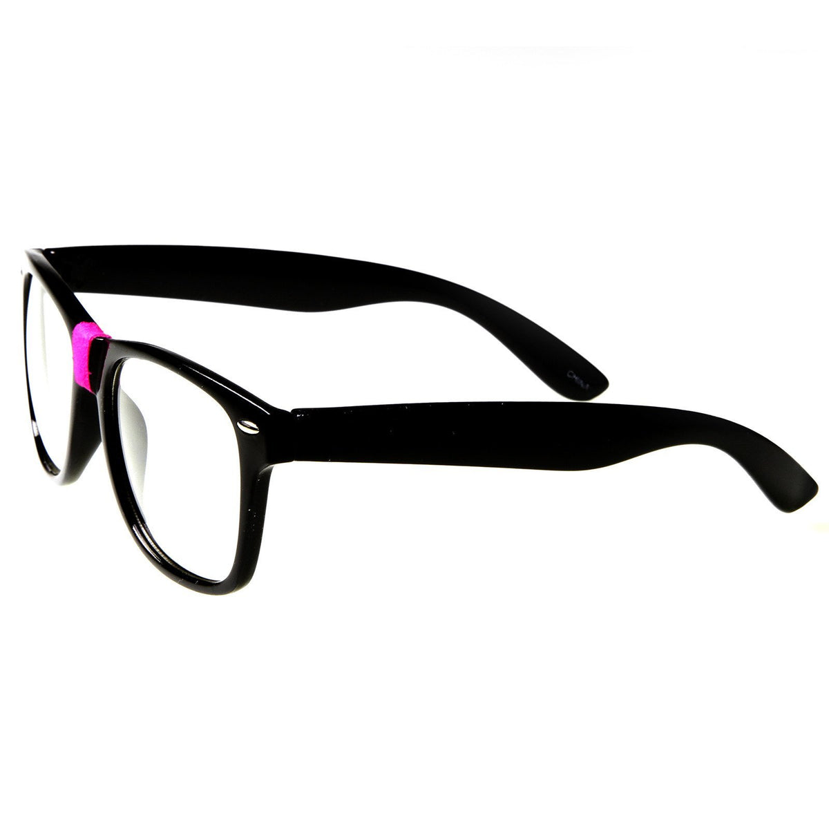 Retro Geek Color Tape Clear Lens Horned Rim Glasses