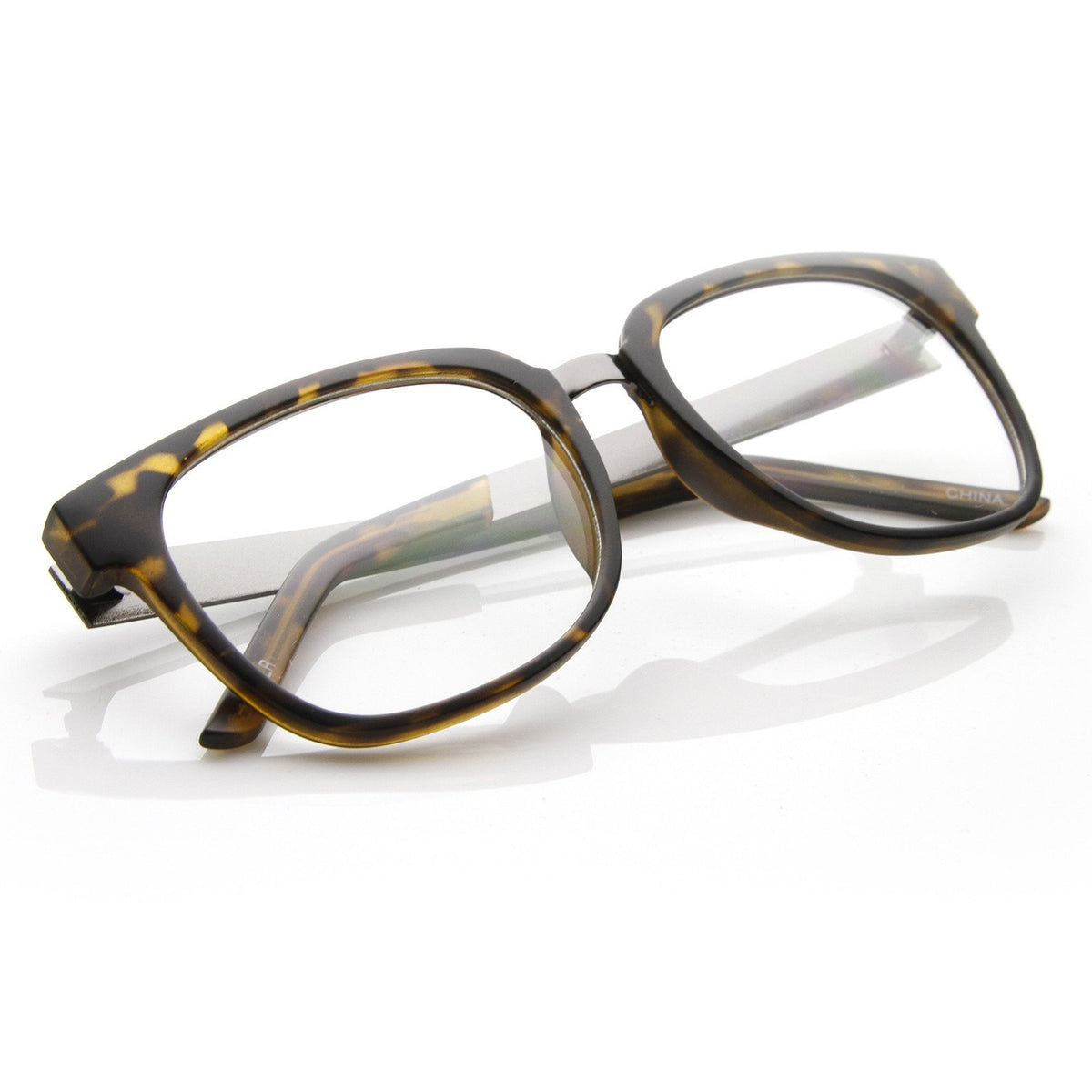 Premium Metal Arm Fashion Square Clear Lens Glasses