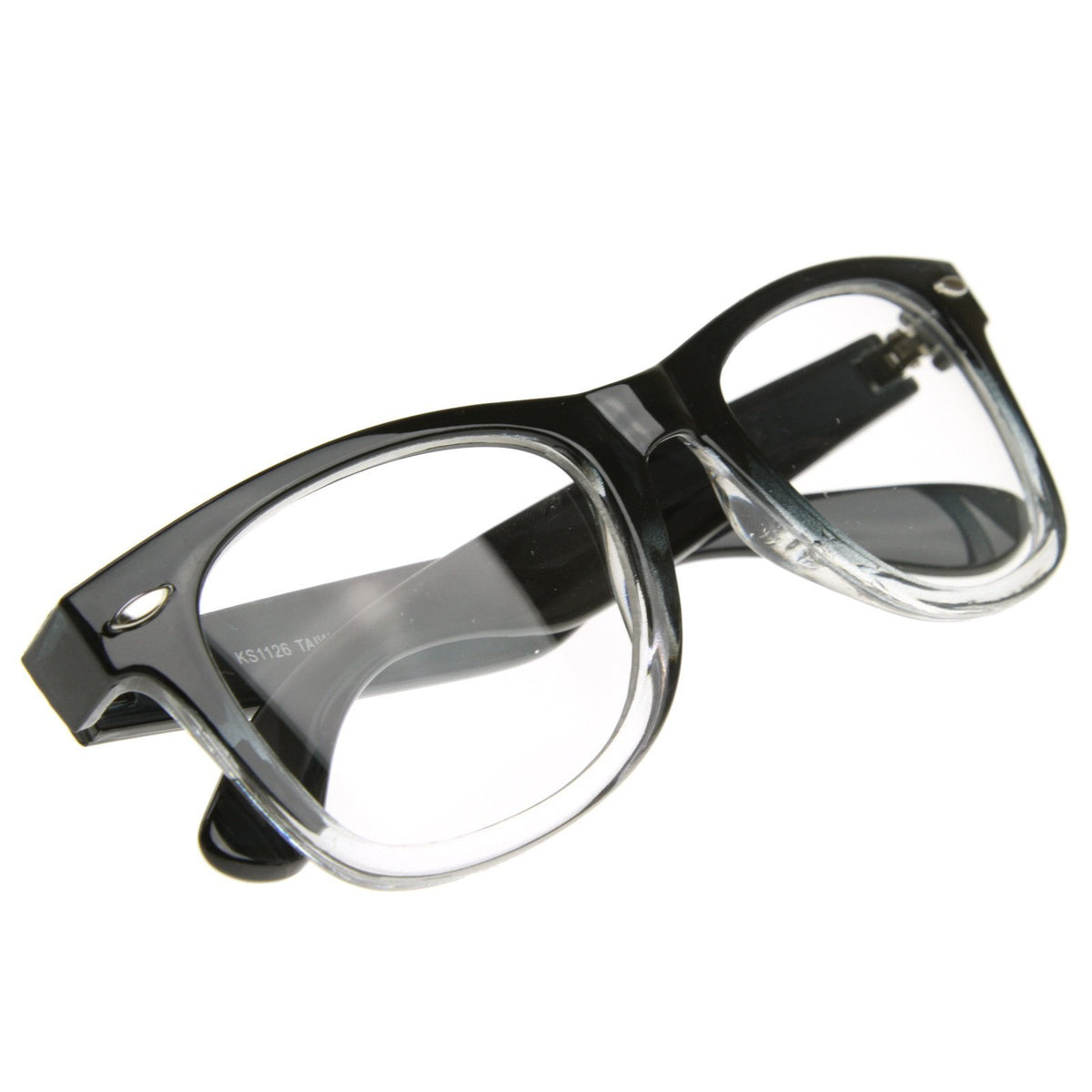 Two Tone Retro Color Fade Clear Lens Horned Rim Glasses