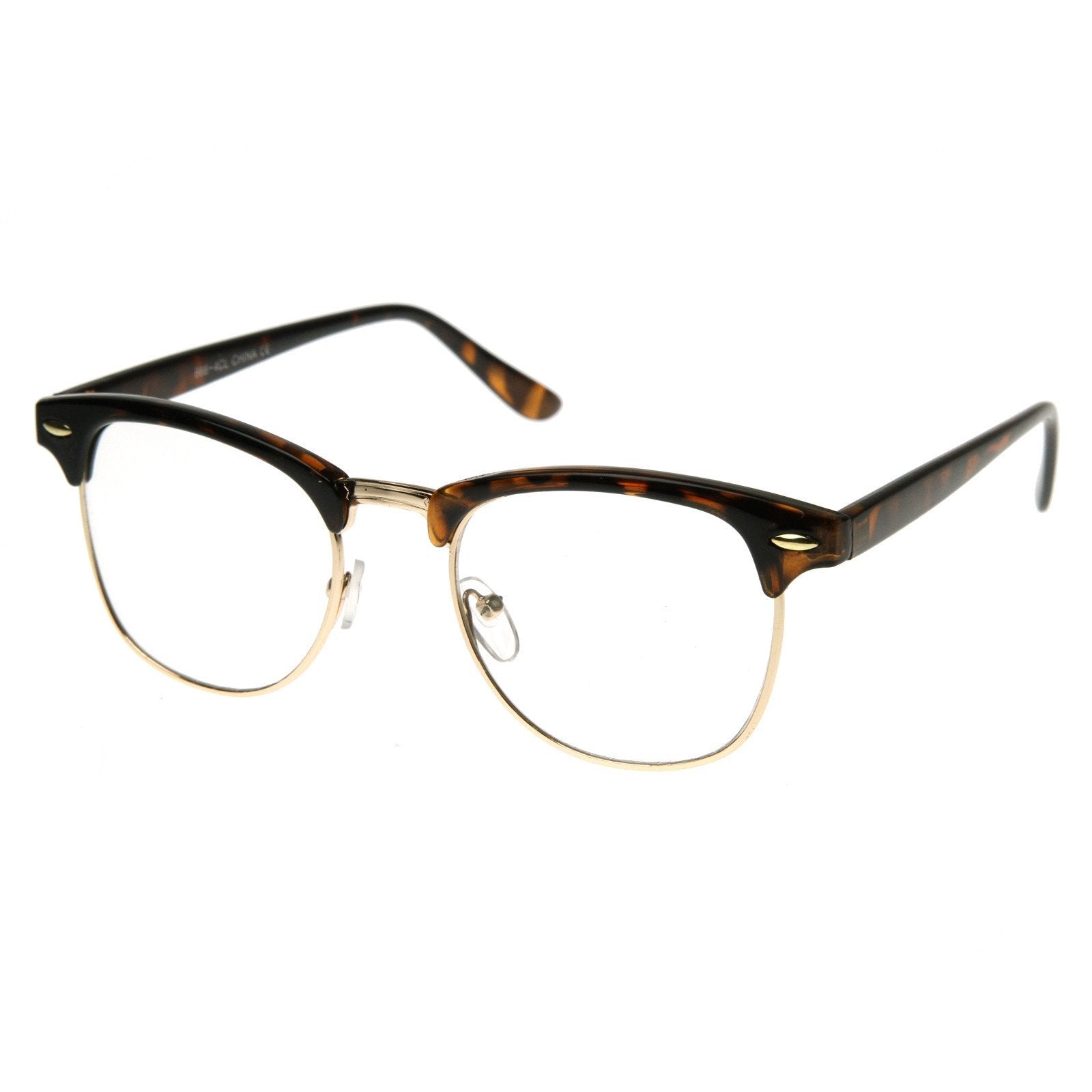 VINTAGE Inspired Classic Half Frame Clear Lens Glasses BLACK/ GOLD